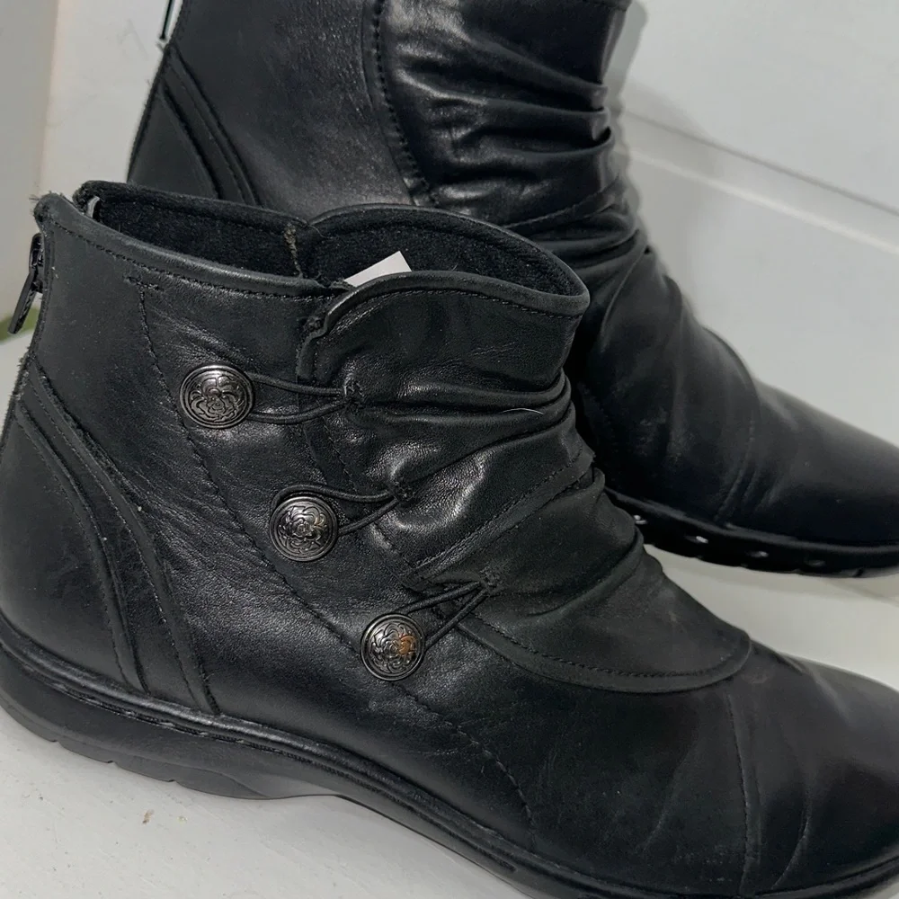 Rockport winter black leather booties sz 9.5